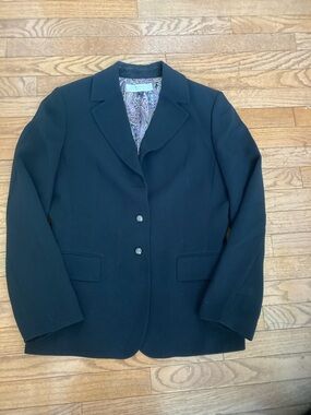 Tahari Arthur S. Levine Women's Black Notched-Collar Blazer with Paisley Lining